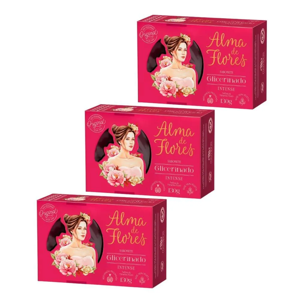 KIT 3X SABONETE ALMA DE FLORES INTENSE 130G - MEMPHIS