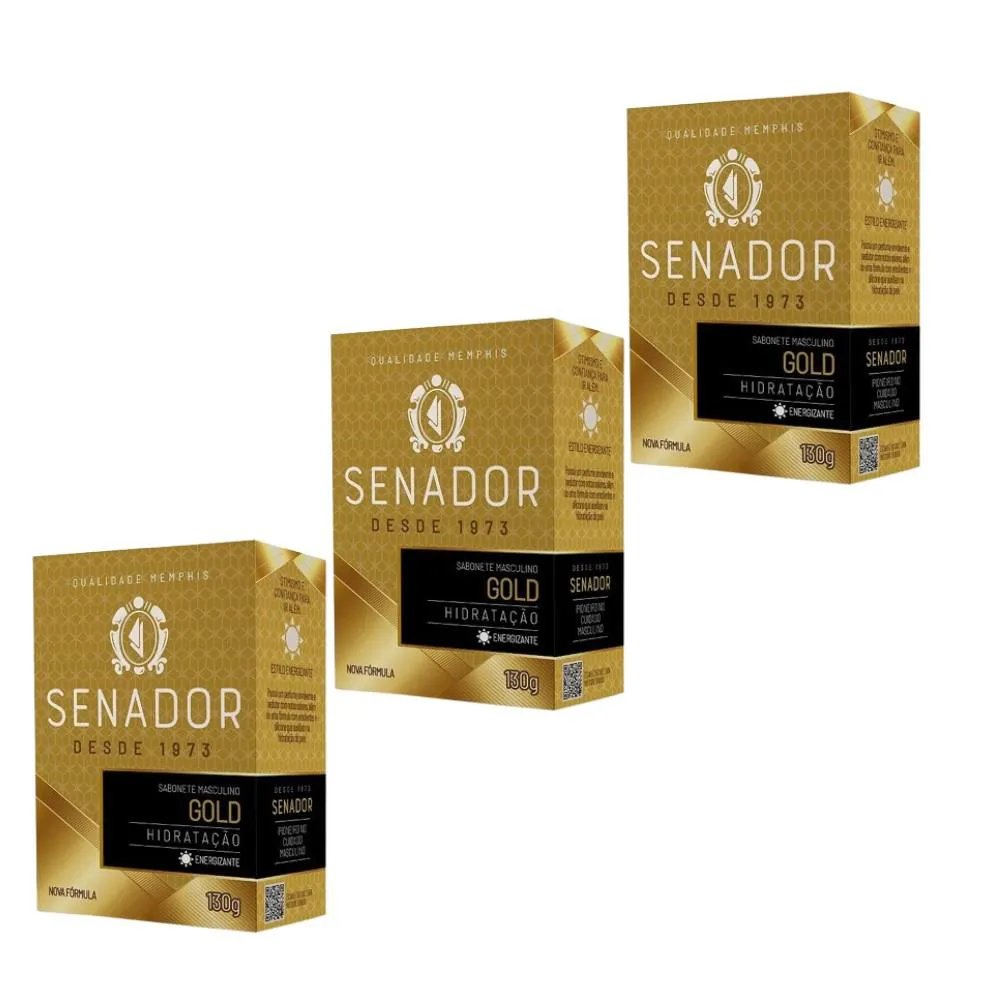 KIT 3X SABONETE SENADOR GOLD 130G - MEMPHIS