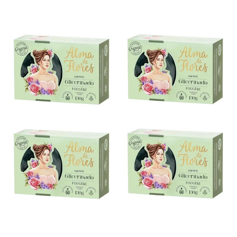 KIT 4X SABONETE ALMA DE FLORES FOUGèRE 130G - MEMPHIS