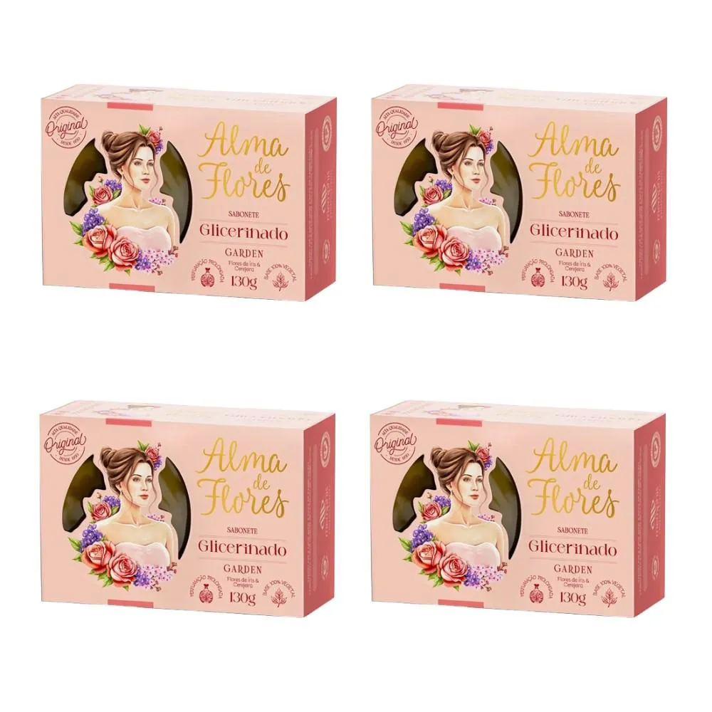 KIT 4X SABONETE ALMA DE FLORES GARDEN 130G - MEMPHIS