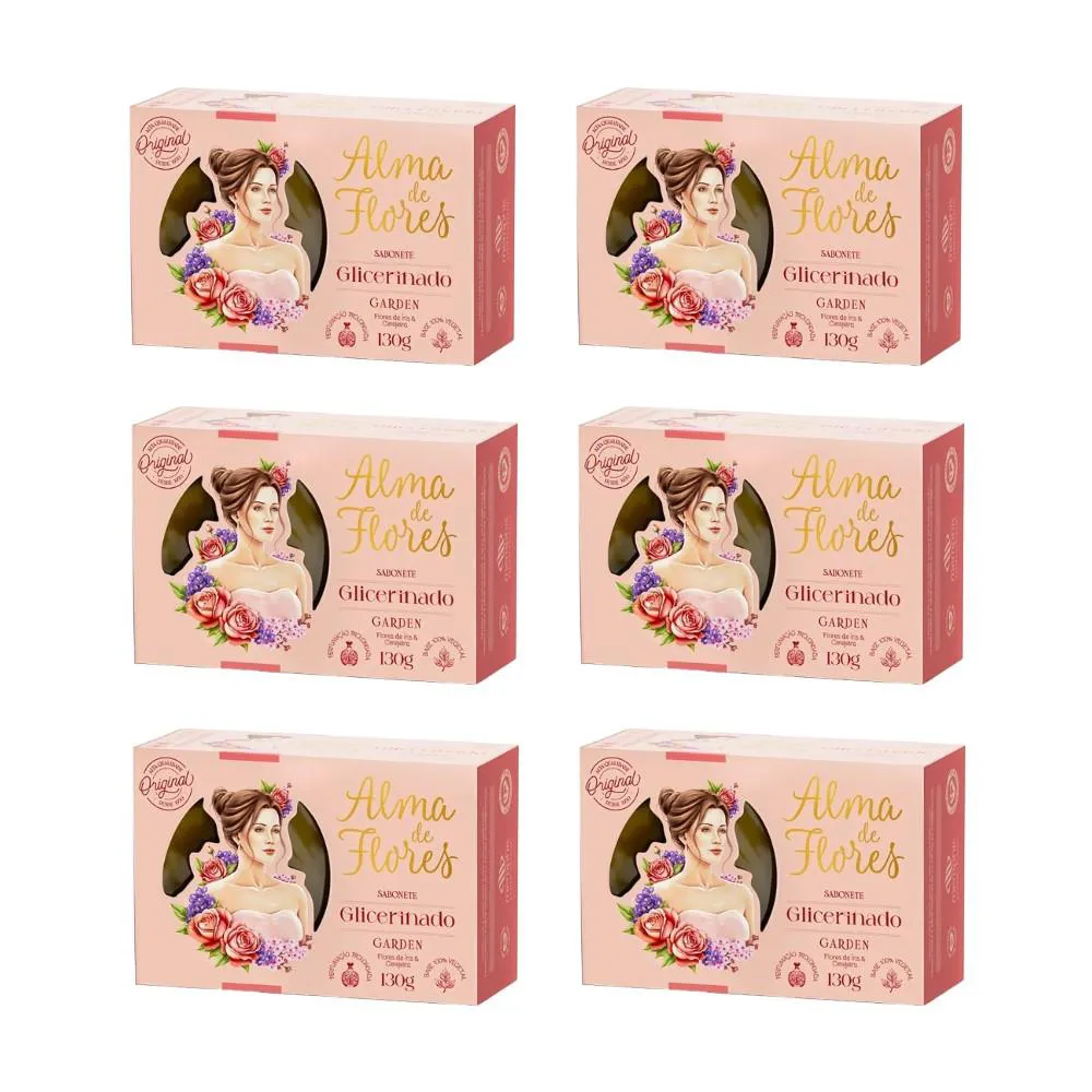 KIT 6X SABONETE ALMA DE FLORES GARDEN 130G - MEMPHIS