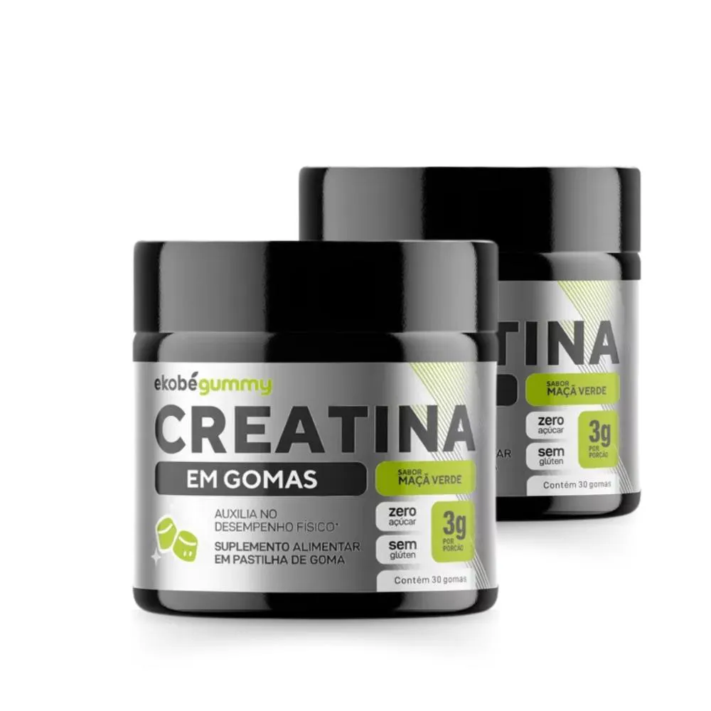 CREATINA MONOHIDRATADA GUMMIES SABOR MAçã VERDE KIT 2 POTES