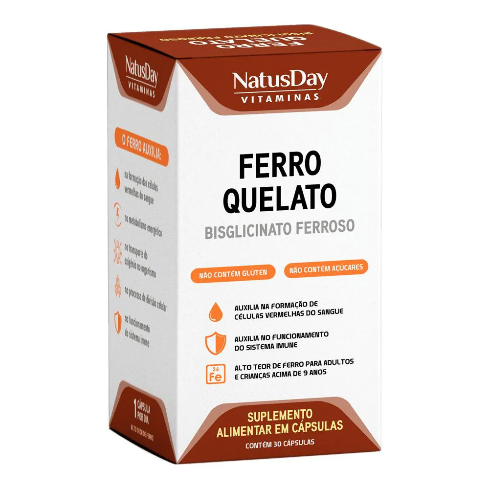 FERRO QUELATO - 30 CáPSULAS - NATUSDAY