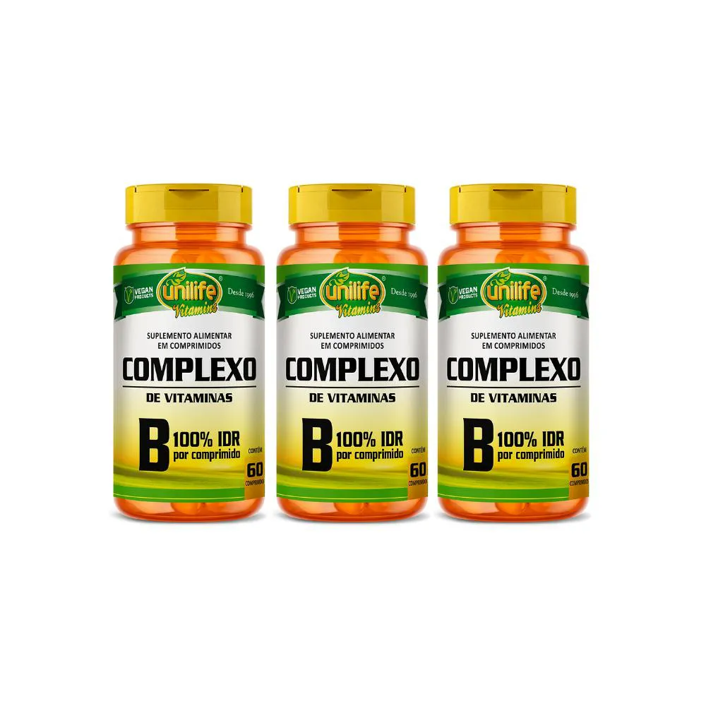 KIT 3 VITAMINA COMPLEXO B COM 60 COMPRIMIDOS - UNILIFE