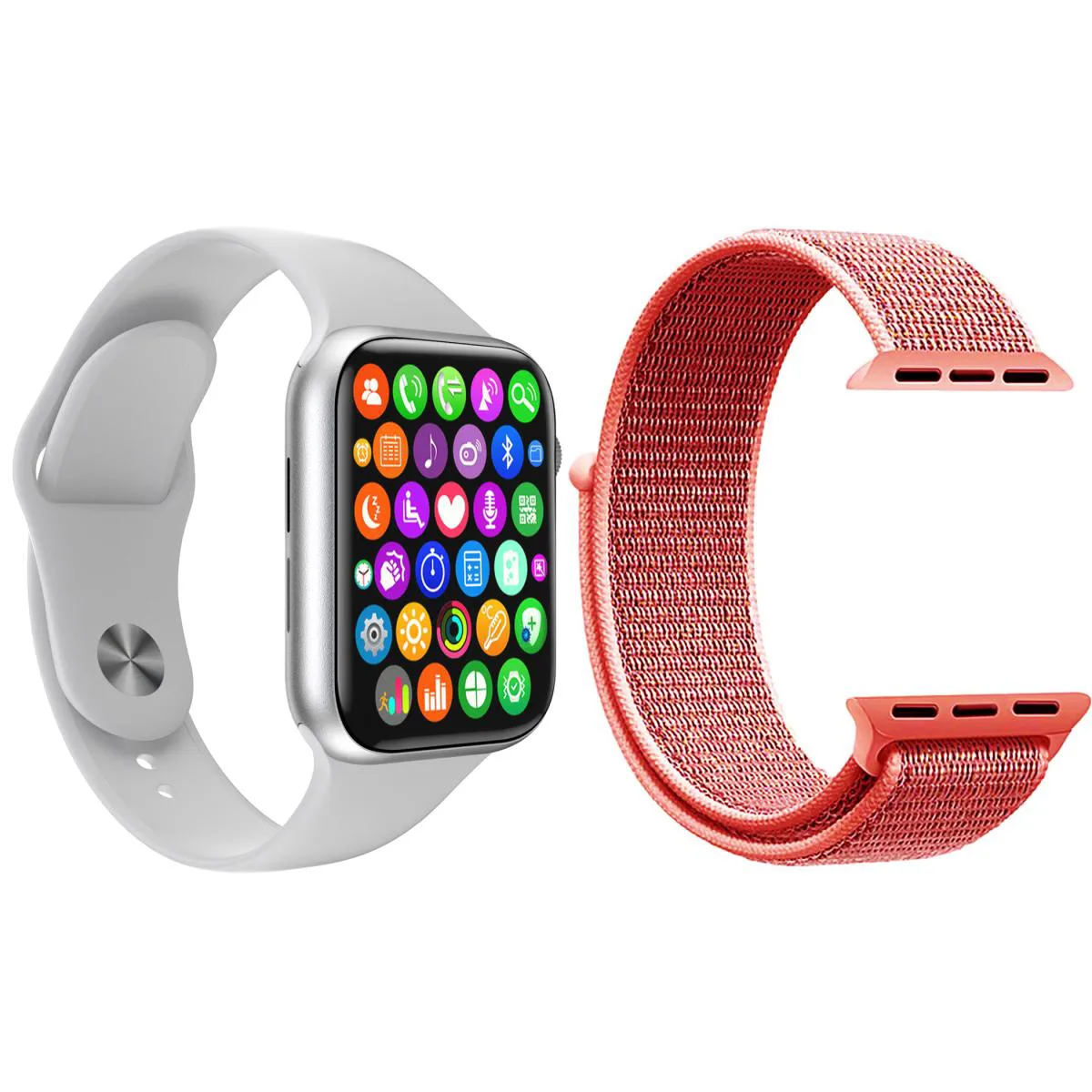 KIT 1 RELóGIO INTELIGENTE SMARTWATCH IWO9 LITE BRANCO ANDROID IOS + 1 PULSEIRA EXTRA NYLON ROSA SHOCK