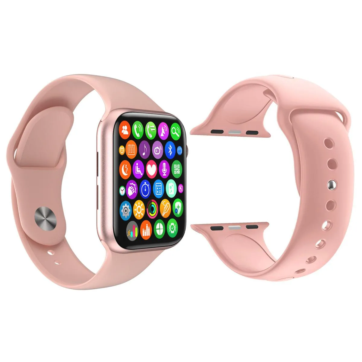 KIT 1 RELóGIO INTELIGENTE SMARTWATCH IWO9 LITE ROSA ANDROID IOS + 1 PULSEIRA EXTRA SILICONE ROSA
