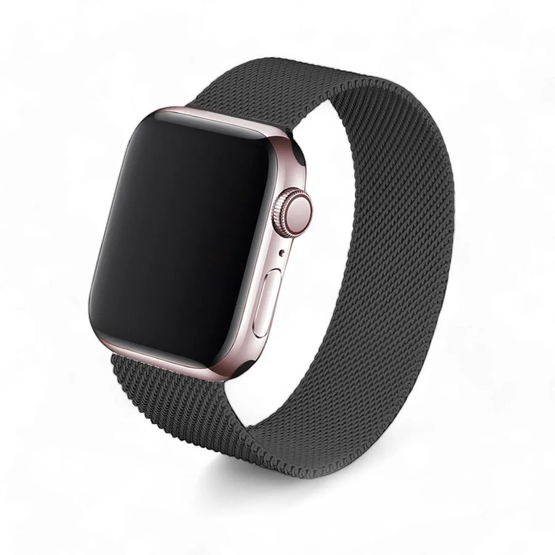 RELóGIO SMARTWATCH W34S ROSê GOLD COM PULSEIRA DE AçO COR PRETA REMOVíVEL MONITOR CARDIACO