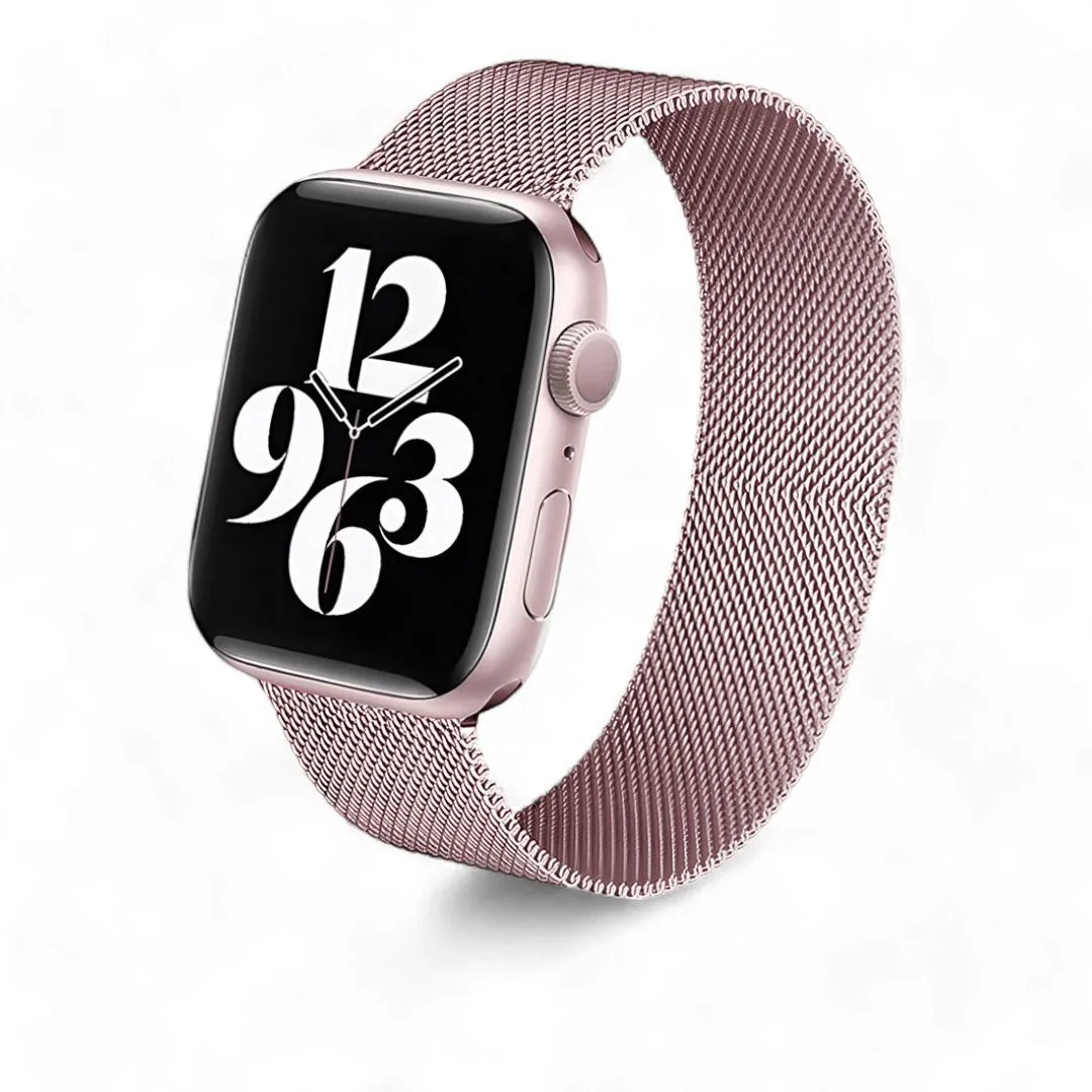 RELóGIO SMARTWATCH W34S ROSê GOLD COM PULSEIRA DE AçO COR ROSA REMOVíVEL MONITOR CARDIACO