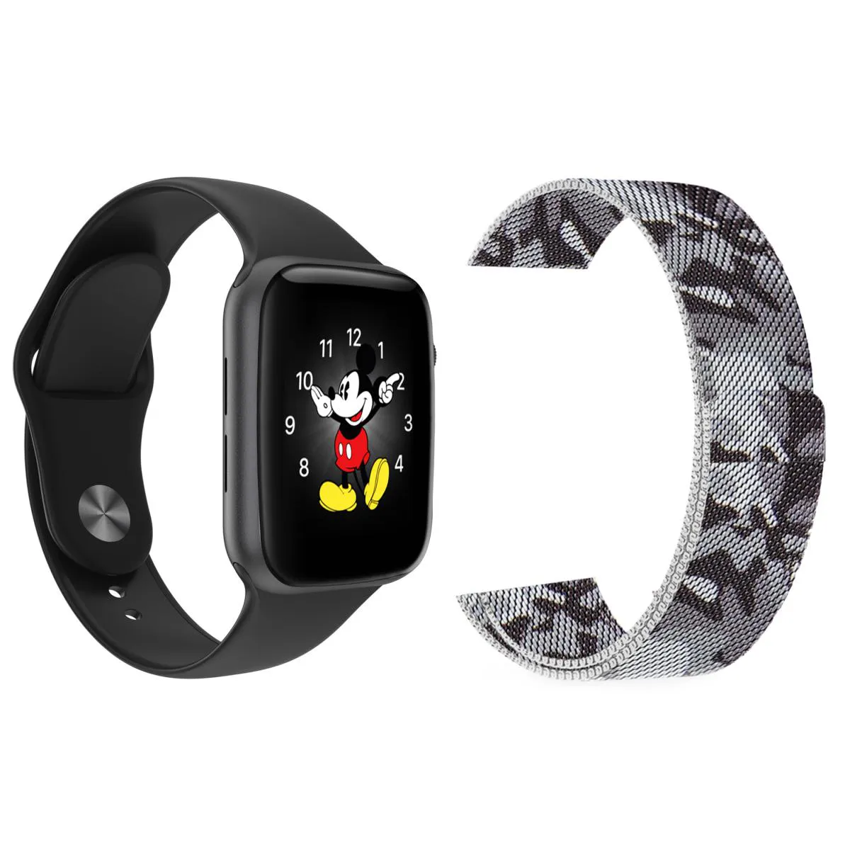 KIT 1 RELóGIO INTELIGENTE SMARTWATCH LD5 PRETO ANDROID IOS + 1 PULSEIRA EXTRA MILANESE CAMUFLADA