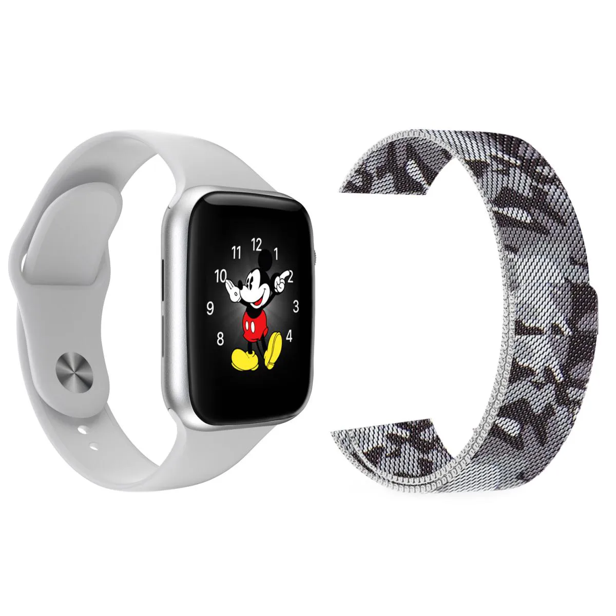 KIT 1 RELóGIO INTELIGENTE SMARTWATCH LD5 BRANCO ANDROID IOS + 1 PULSEIRA EXTRA MILANESE CAMUFLADA