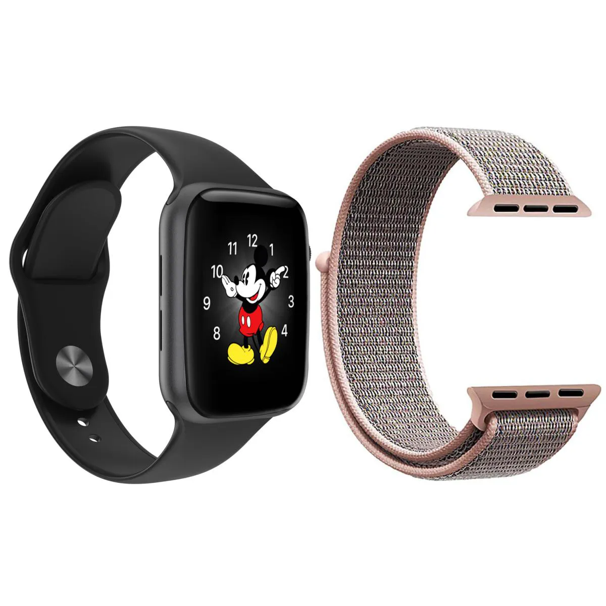 KIT 1 RELóGIO INTELIGENTE SMARTWATCH LD5 PRETO ANDROID IOS + 1 PULSEIRA EXTRA NYLON ROSA