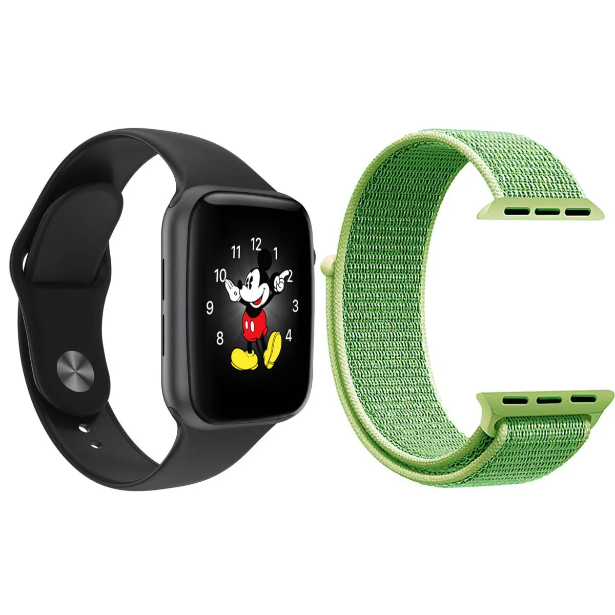 KIT 1 RELóGIO INTELIGENTE SMARTWATCH LD5 PRETO ANDROID IOS + 1 PULSEIRA EXTRA NYLON VERDE
