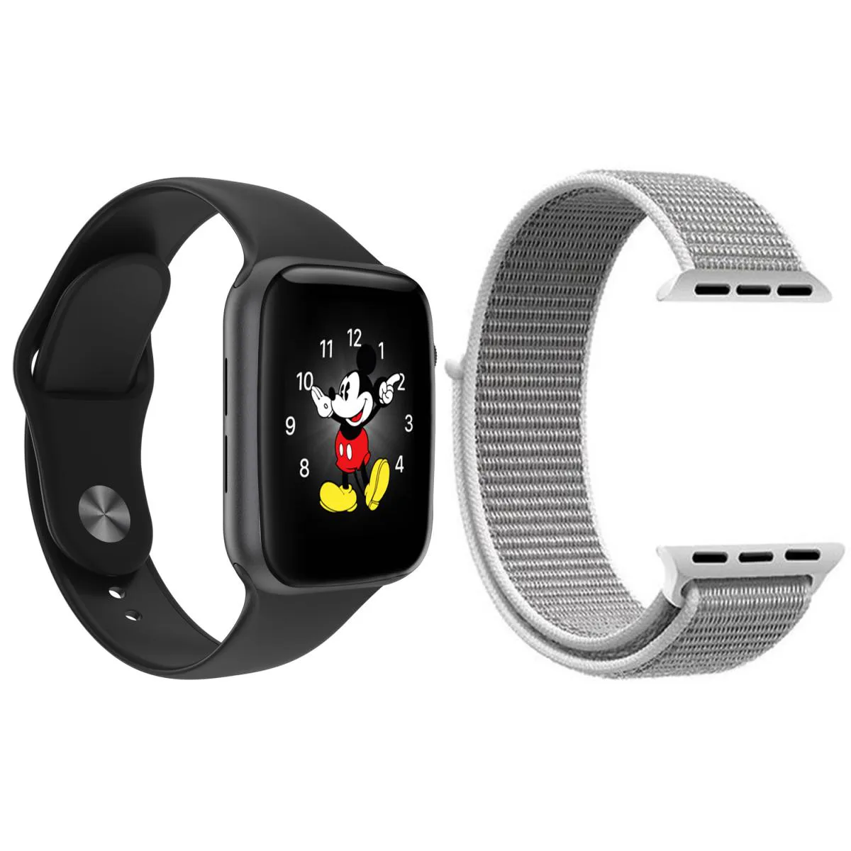KIT 1 RELóGIO INTELIGENTE SMARTWATCH LD5 PRETO ANDROID IOS + 1 PULSEIRA EXTRA NYLON BRANCO