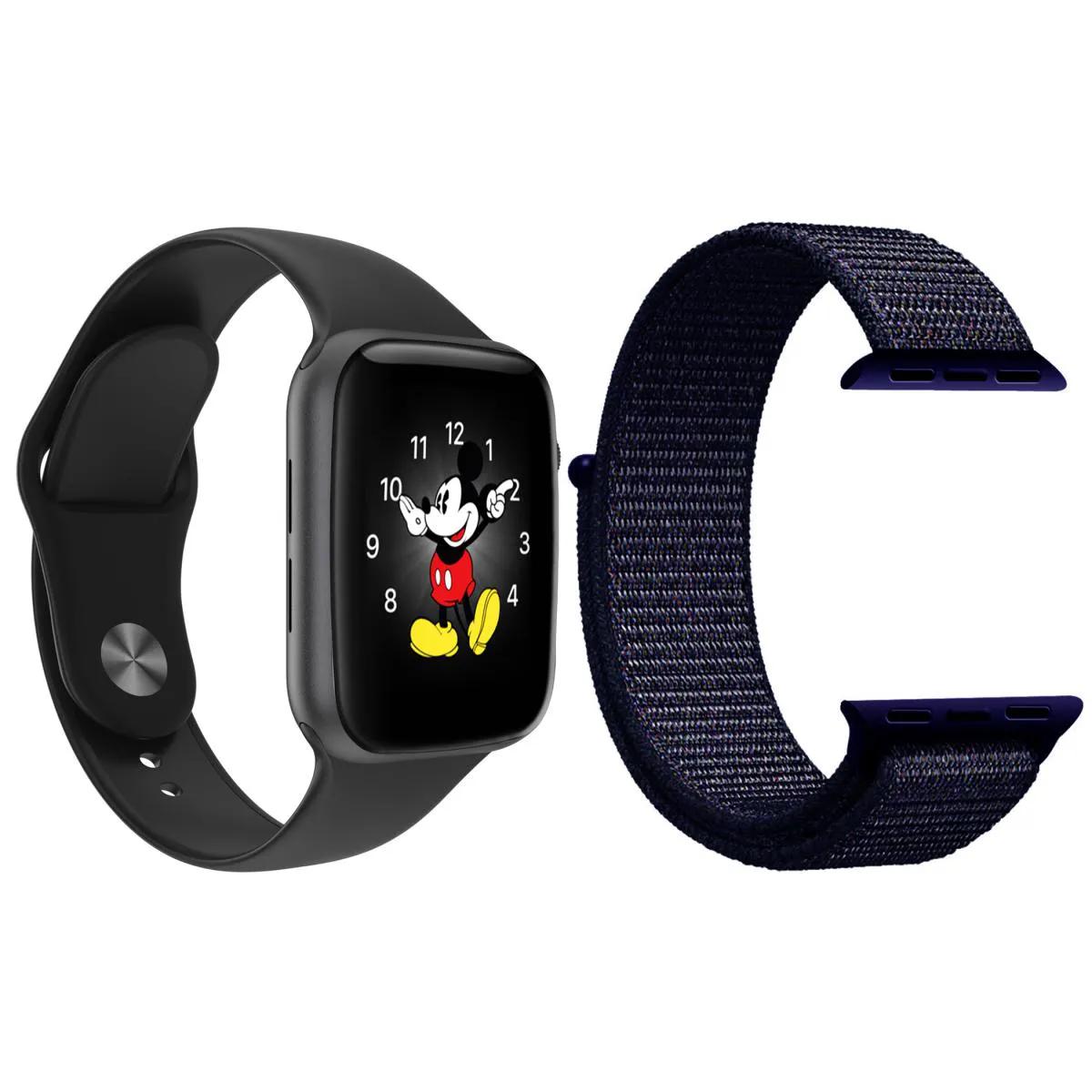 KIT 1 RELóGIO INTELIGENTE SMARTWATCH LD5 PRETO ANDROID IOS + 1 PULSEIRA NYLON AZUL MEIA NOITE