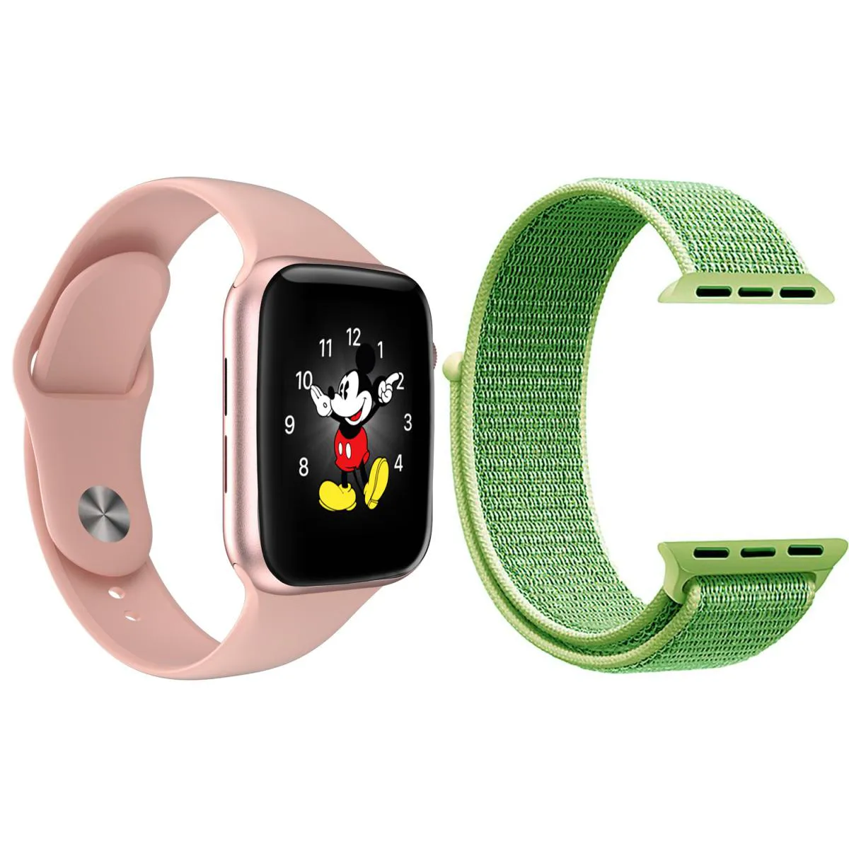 KIT 1 RELóGIO INTELIGENTE SMARTWATCH LD5 ROSA ANDROID IOS + 1 PULSEIRA EXTRA NYLON VERDE