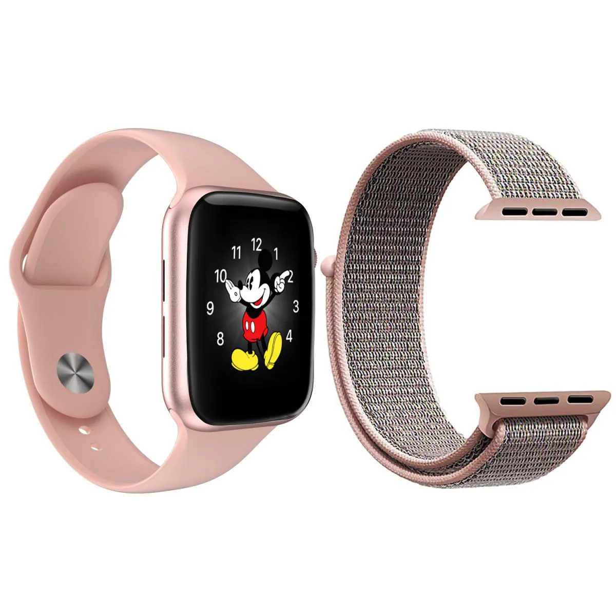 KIT 1 RELóGIO INTELIGENTE SMARTWATCH LD5 ROSA ANDROID IOS + 1 PULSEIRA EXTRA NYLON ROSA