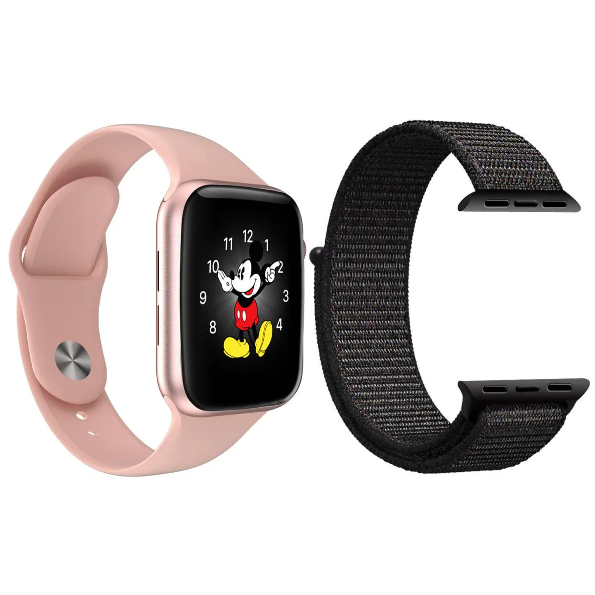 KIT 1 RELóGIO INTELIGENTE SMARTWATCH LD5 ROSA ANDROID IOS + 1 PULSEIRA EXTRA NYLON PRETO