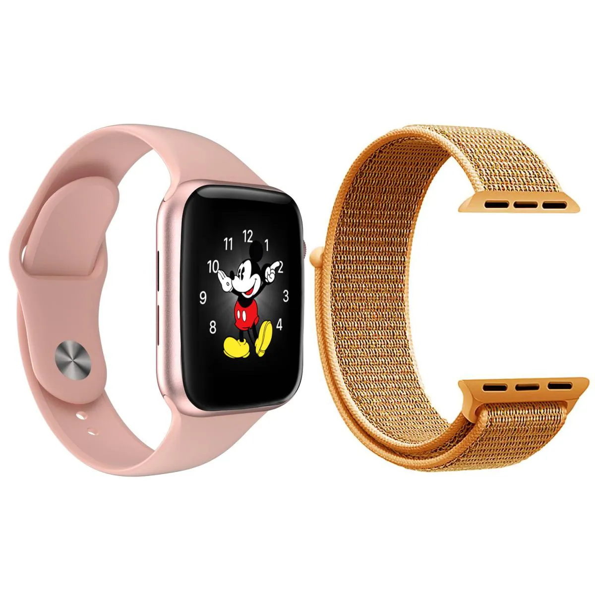 KIT 1 RELóGIO INTELIGENTE SMARTWATCH LD5 ROSA ANDROID IOS + 1 PULSEIRA EXTRA NYLON LARANJA