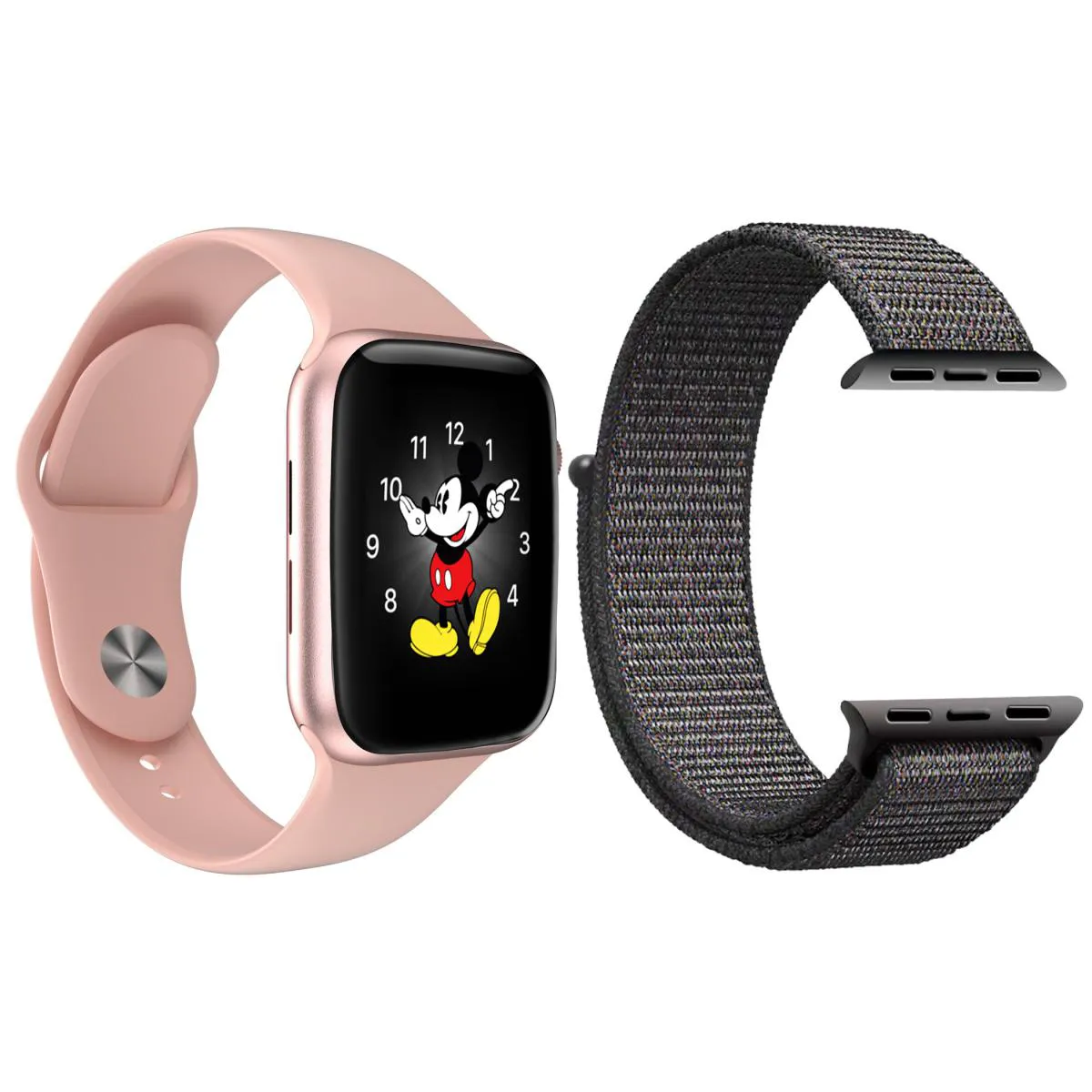 KIT 1 RELóGIO INTELIGENTE SMARTWATCH LD5 ROSA ANDROID IOS + 1 PULSEIRA EXTRA NYLON CINZA