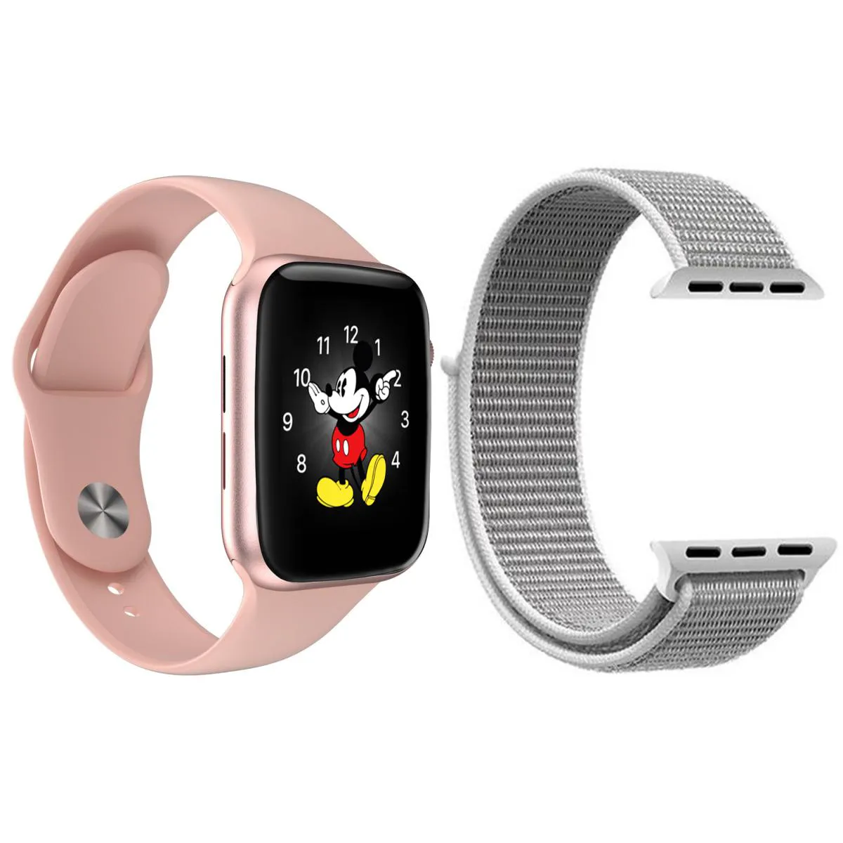 KIT 1 RELóGIO INTELIGENTE SMARTWATCH LD5 ROSA ANDROID IOS + 1 PULSEIRA EXTRA NYLON BRANCO
