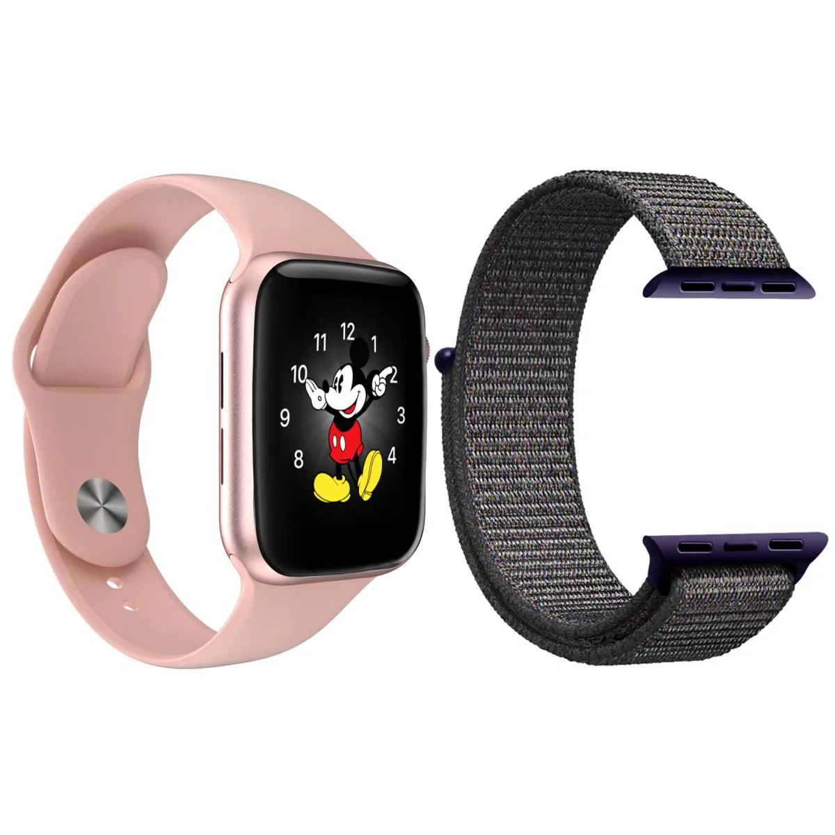 KIT 1 RELóGIO INTELIGENTE SMARTWATCH LD5 ROSA ANDROID IOS + 1 PULSEIRA EXTRA NYLON AZUL MARINHO