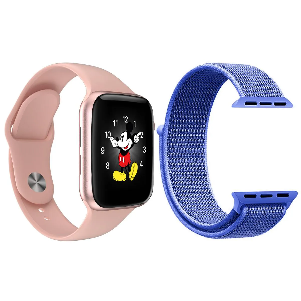KIT 1 RELóGIO INTELIGENTE SMARTWATCH LD5 ROSA ANDROID IOS + 1 PULSEIRA EXTRA NYLON AZUL