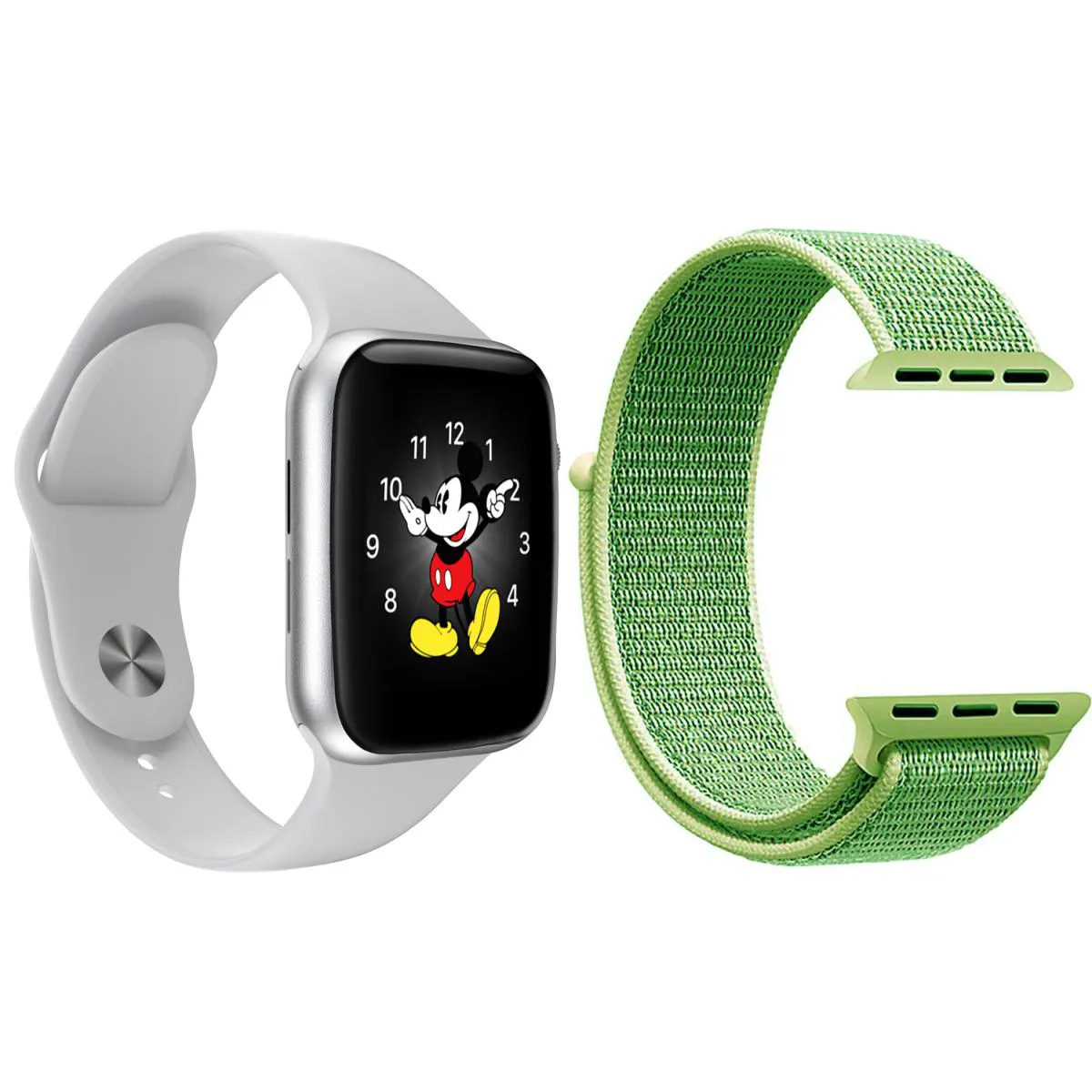 KIT 1 RELóGIO INTELIGENTE SMARTWATCH LD5 BRANCO ANDROID IOS + 1 PULSEIRA EXTRA NYLON VERDE
