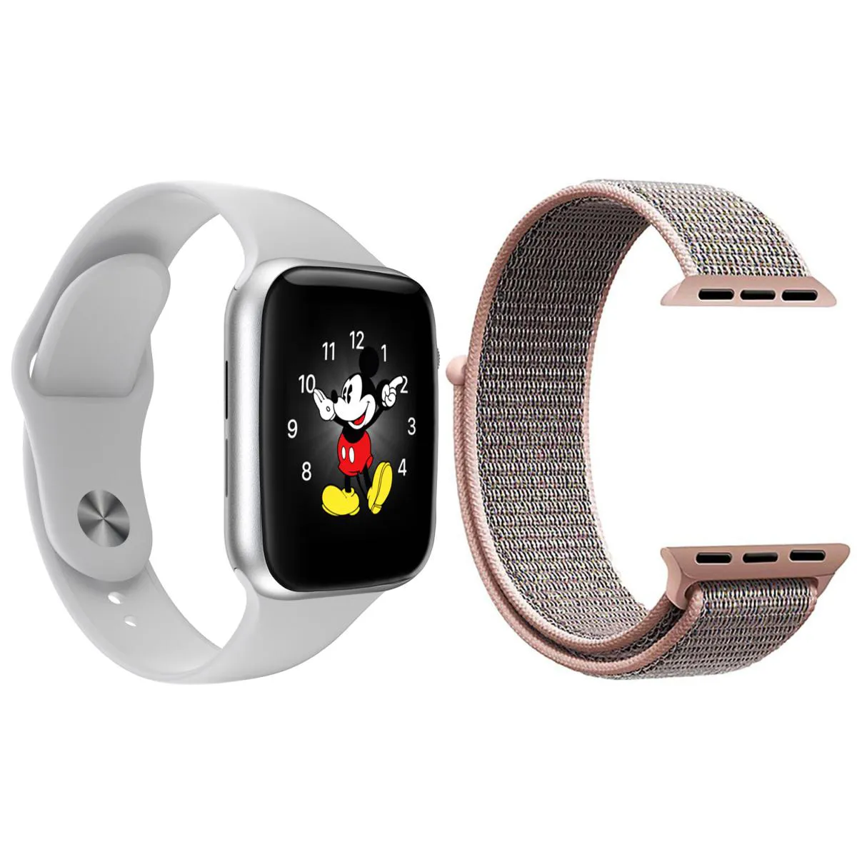 KIT 1 RELóGIO INTELIGENTE SMARTWATCH LD5 BRANCO ANDROID IOS + 1 PULSEIRA EXTRA NYLON ROSA