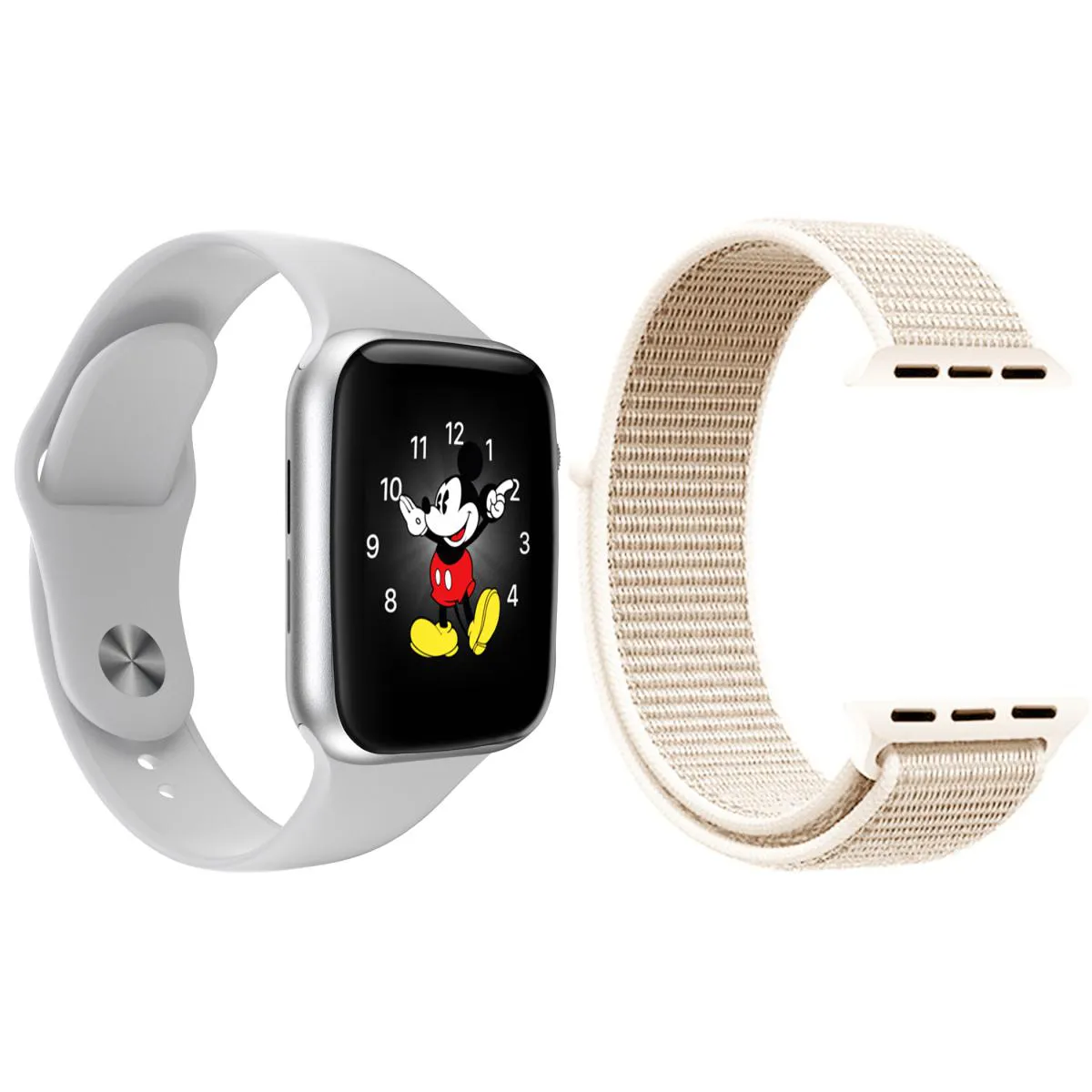 KIT 1 RELóGIO INTELIGENTE SMARTWATCH LD5 BRANCO ANDROID IOS + 1 PULSEIRA EXTRA NYLON ROSA VINTAGE