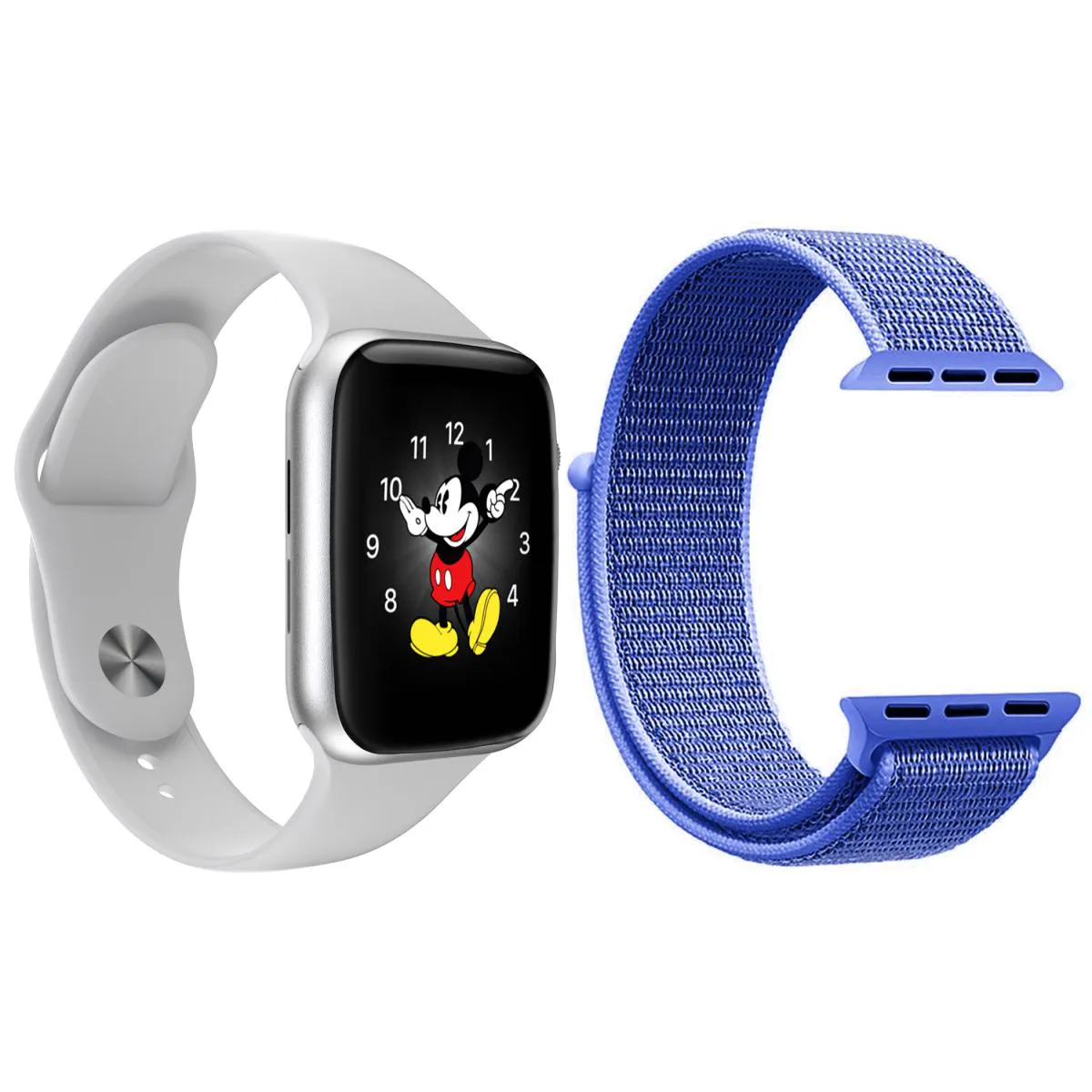KIT 1 RELóGIO INTELIGENTE SMARTWATCH LD5 BRANCO ANDROID IOS + 1 PULSEIRA EXTRA NYLON AZUL
