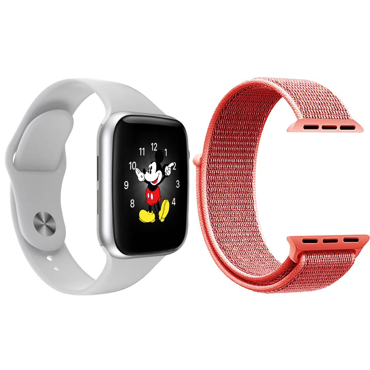 KIT 1 RELóGIO INTELIGENTE SMARTWATCH LD5 BRANCO ANDROID IOS + 1 PULSEIRA EXTRA NYLON ROSA SHOCK