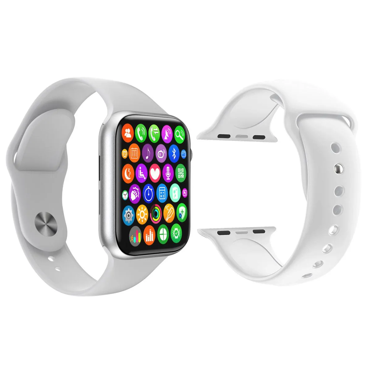 KIT 1 RELóGIO INTELIGENTE SMARTWATCH IWO9 LITE BRANCO ANDROID IOS + 1 PULSEIRA EXTRA SILICONE BRANCO
