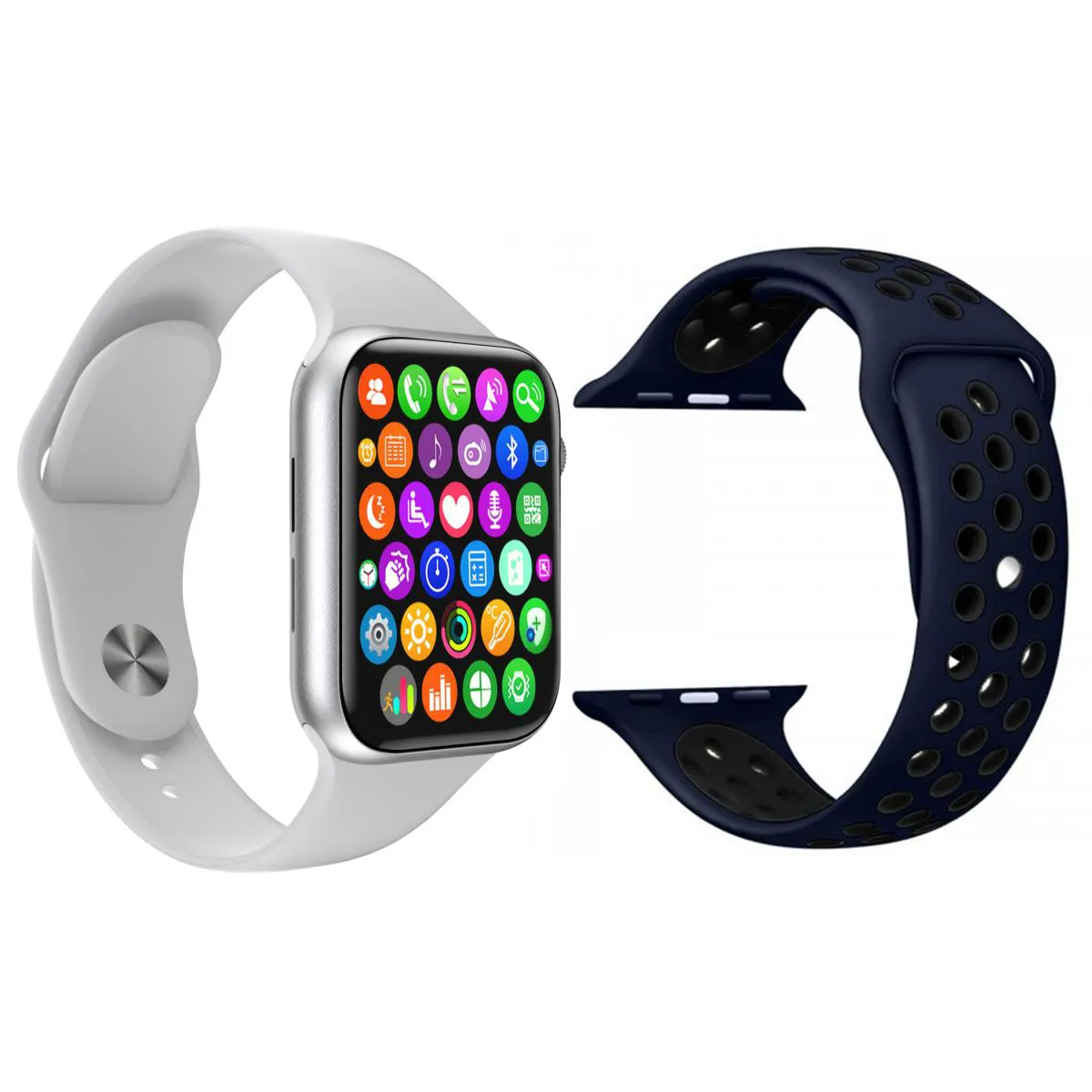 KIT 1 RELóGIO INTELIGENTE SMARTWATCH IWO9 LITE BRANCO ANDROID IOS + 1 EXTRA PULSEIRA SPORT AZUL E PRETO