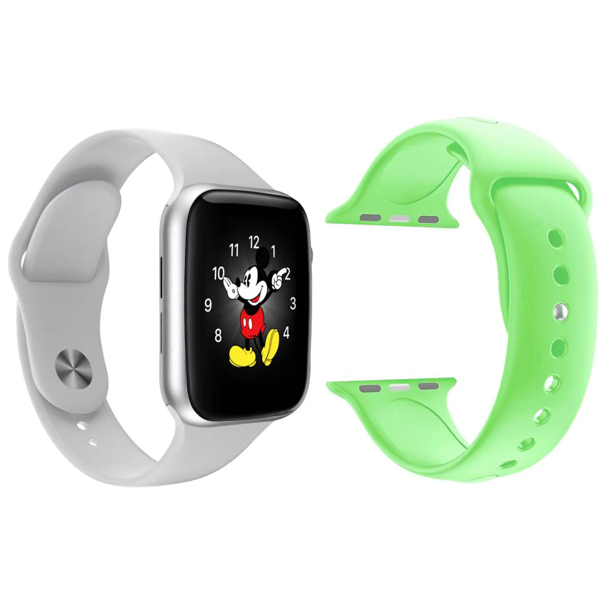 KIT 1 RELóGIO INTELIGENTE SMARTWATCH LD5 BRANCO ANDROID IOS + 1 PULSEIRA EXTRA SILICONE VERDE