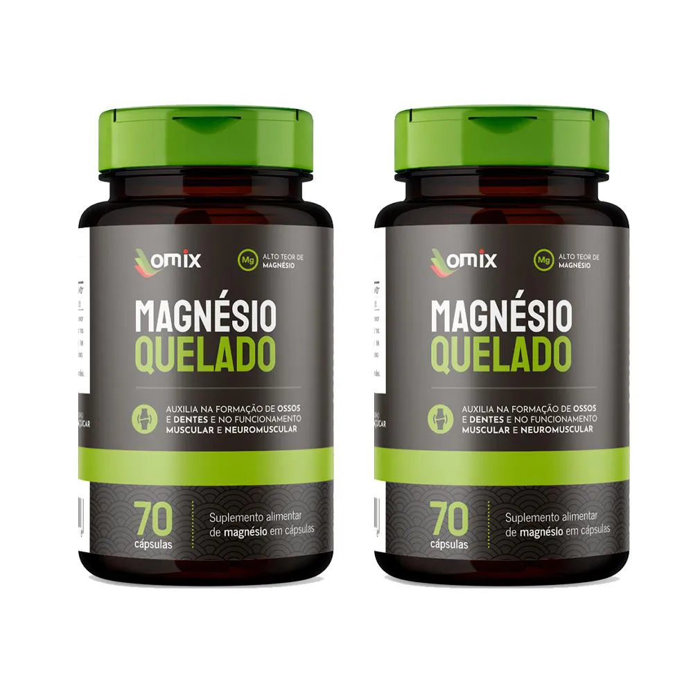 KIT 2X - MAGNéSIO QUELATO - 70 CáPSULAS - OMIX
