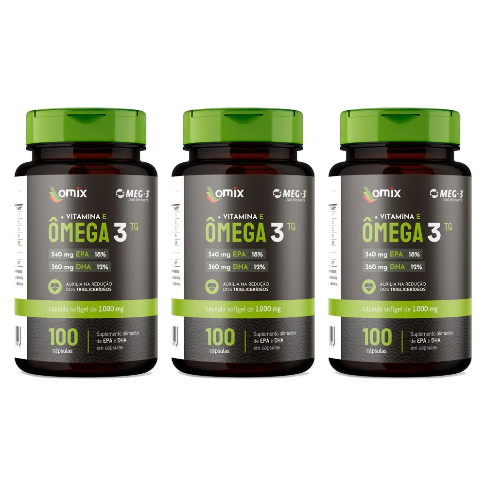 KIT 3X - ÔMEGA 3 (1 G) - 100 CáPSULAS - OMIX