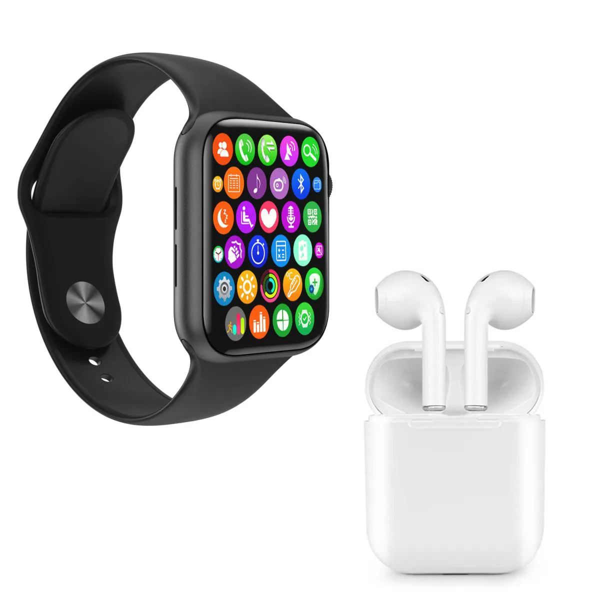 KIT 1 RELóGIO SMARTWATCH W34 S PRETO TROCA PULSEIRA + FONE BLUETOOTH I9S TWS BRANCO -