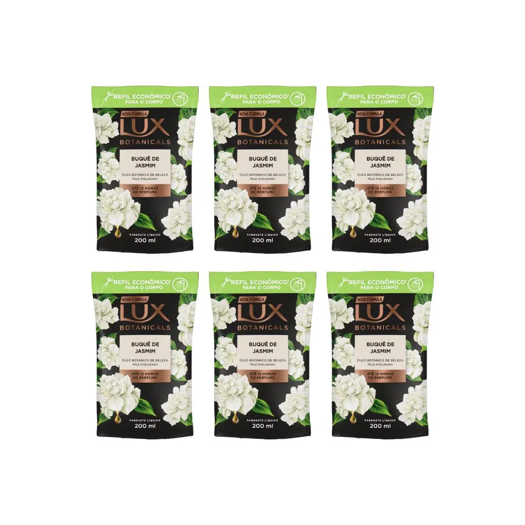 SABONETE LIQUIDO LUX REFIL 200ML BUQUE DE JASMIN - KIT C/6UN