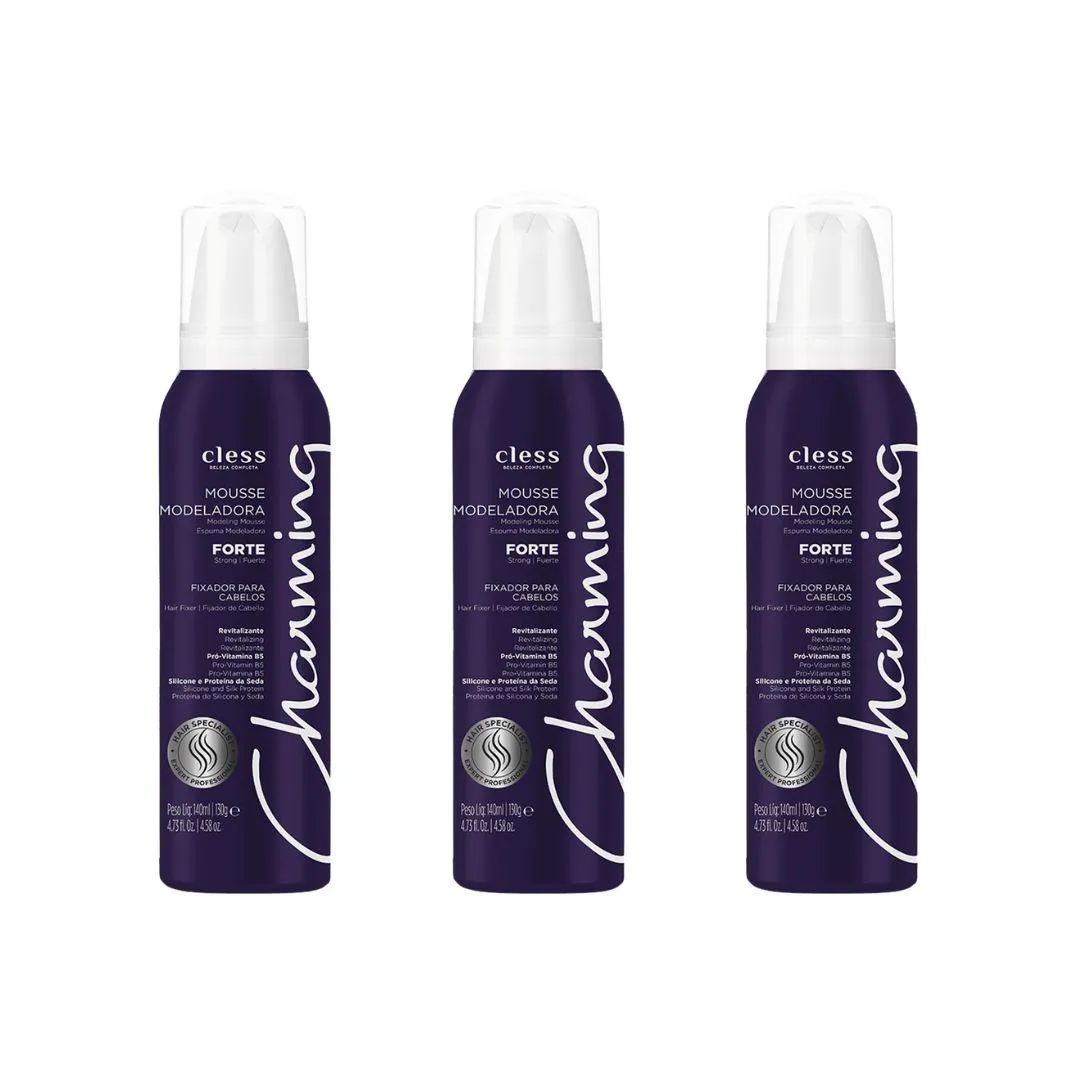 MOUSSE CHARMING FIXADOR FORTE 140ML - KIT C/3UN