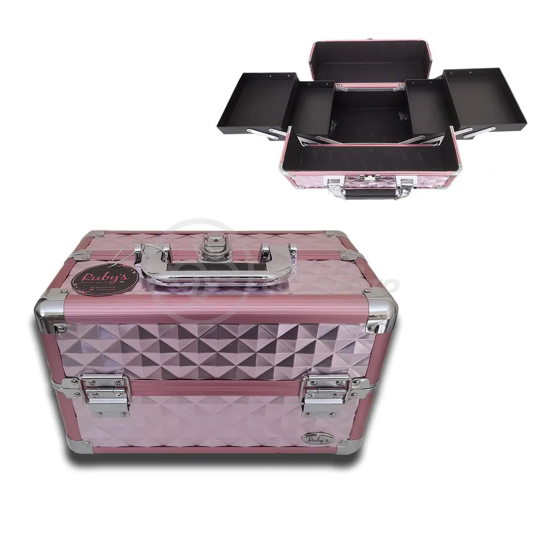 MALETA PROFISSIONAL DE MAQUIAGEM E JOIAS RUBY&#039S ORGANIZADORA COMPLETA MODELO FS-1160MC - ROSA