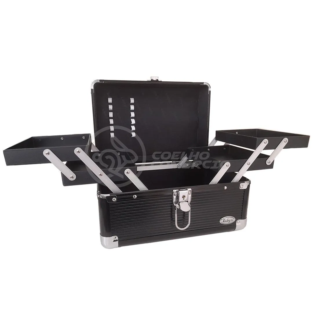 MALETA DE MAQUIAGEM E JOIAS RUBY&#039S MODELO FS-1152C ORGANIZADORA COMPLETA PROFISSIONAL - PRETO