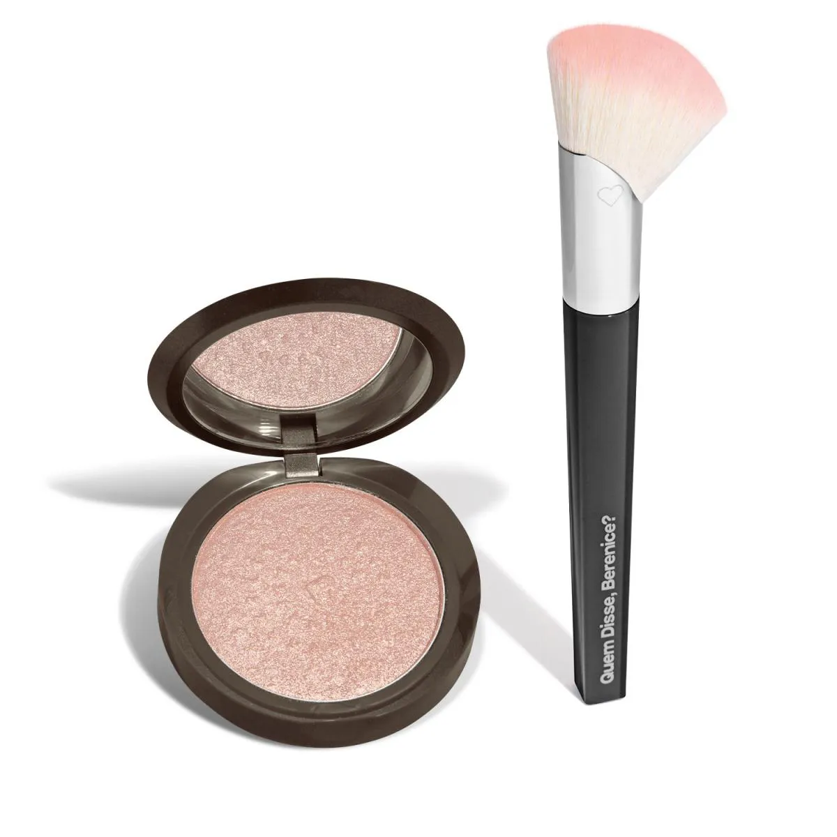 COMBO ILUMINADOR EM Pó COMPACTO ROSA ROSELUZ  5G + PINCEL MULTIEFEITOS