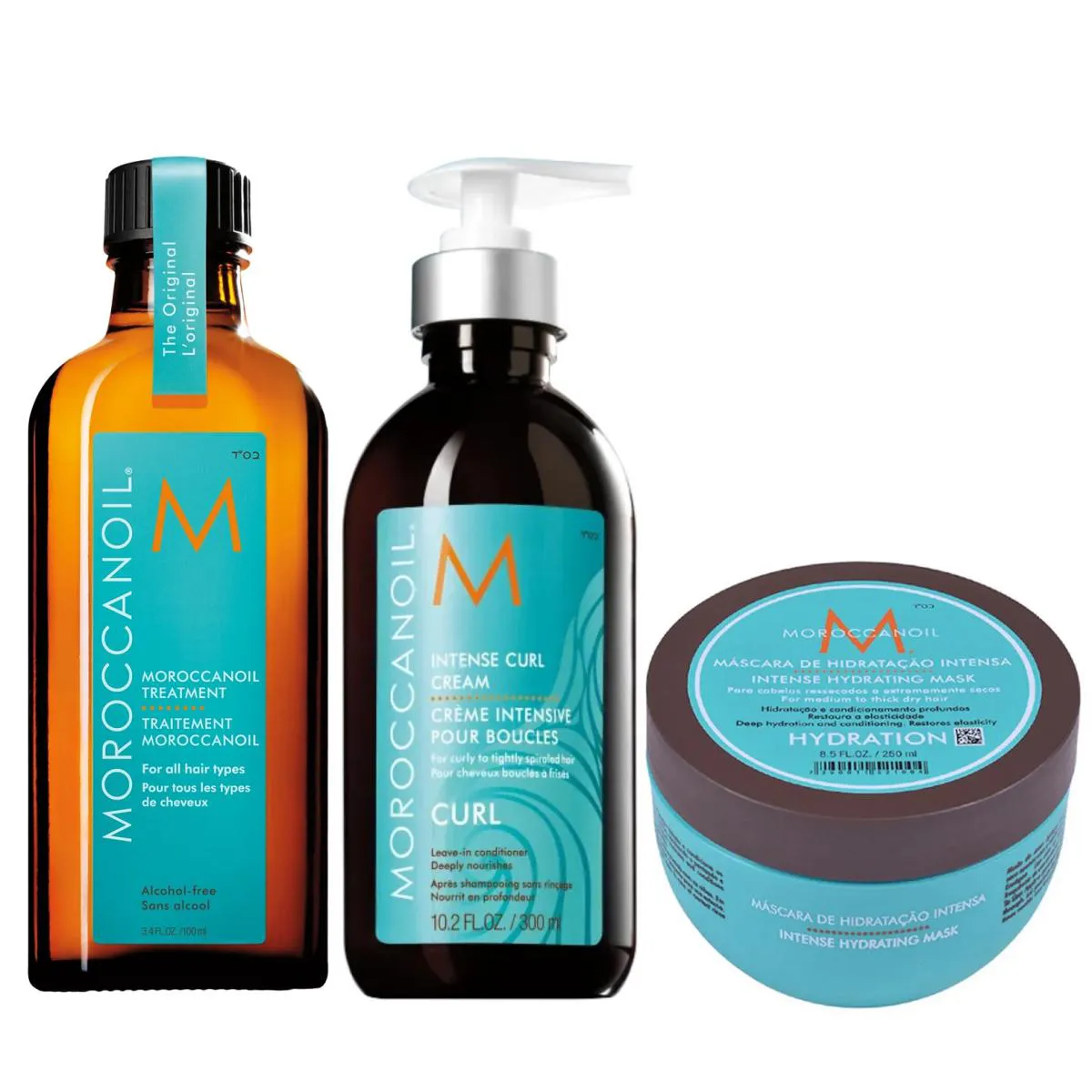 KIT MOROCCANOIL - ÓLEO ORIGINAL 100ML + CREME DE CACHOS 300ML + MáSCARA HIDRATANTE 250G