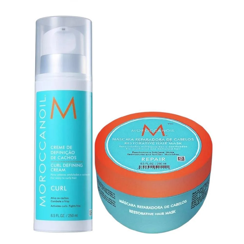 KIT MOROCCANOIL -  MOUSSE DEFINIDOR DE CACHOS 250ML + MáSCARA REPARADORA 250G