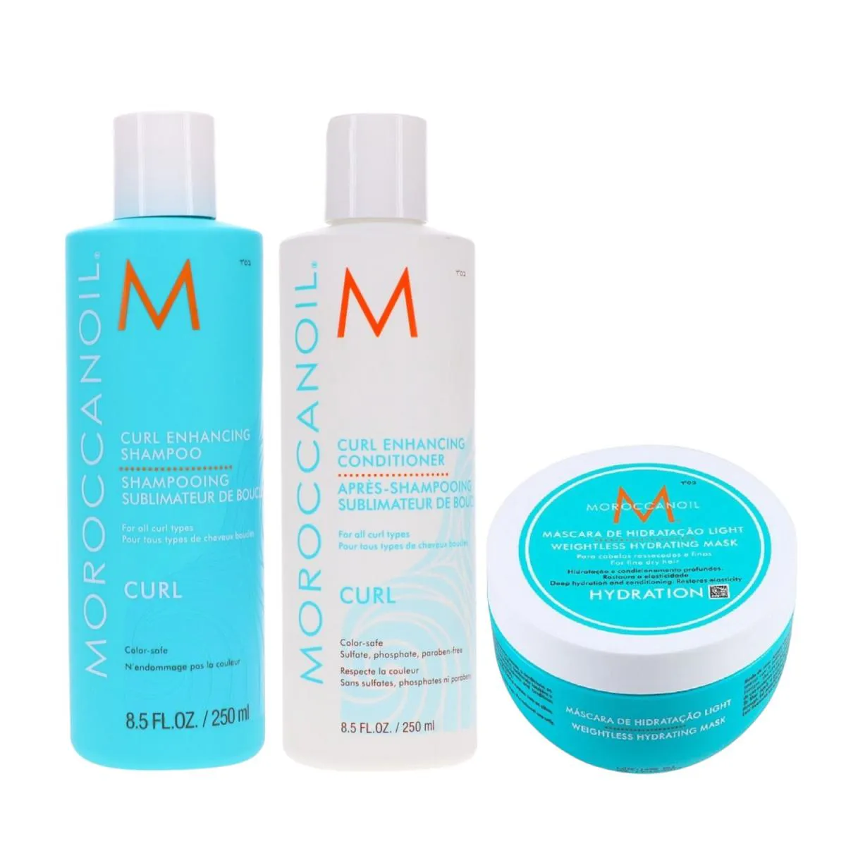 KIT MOROCCANOIL CURL ENHANCING - SHAMPOO 250ML + CONDICIONADOR 250ML + MáSCARA LIGHT 250G