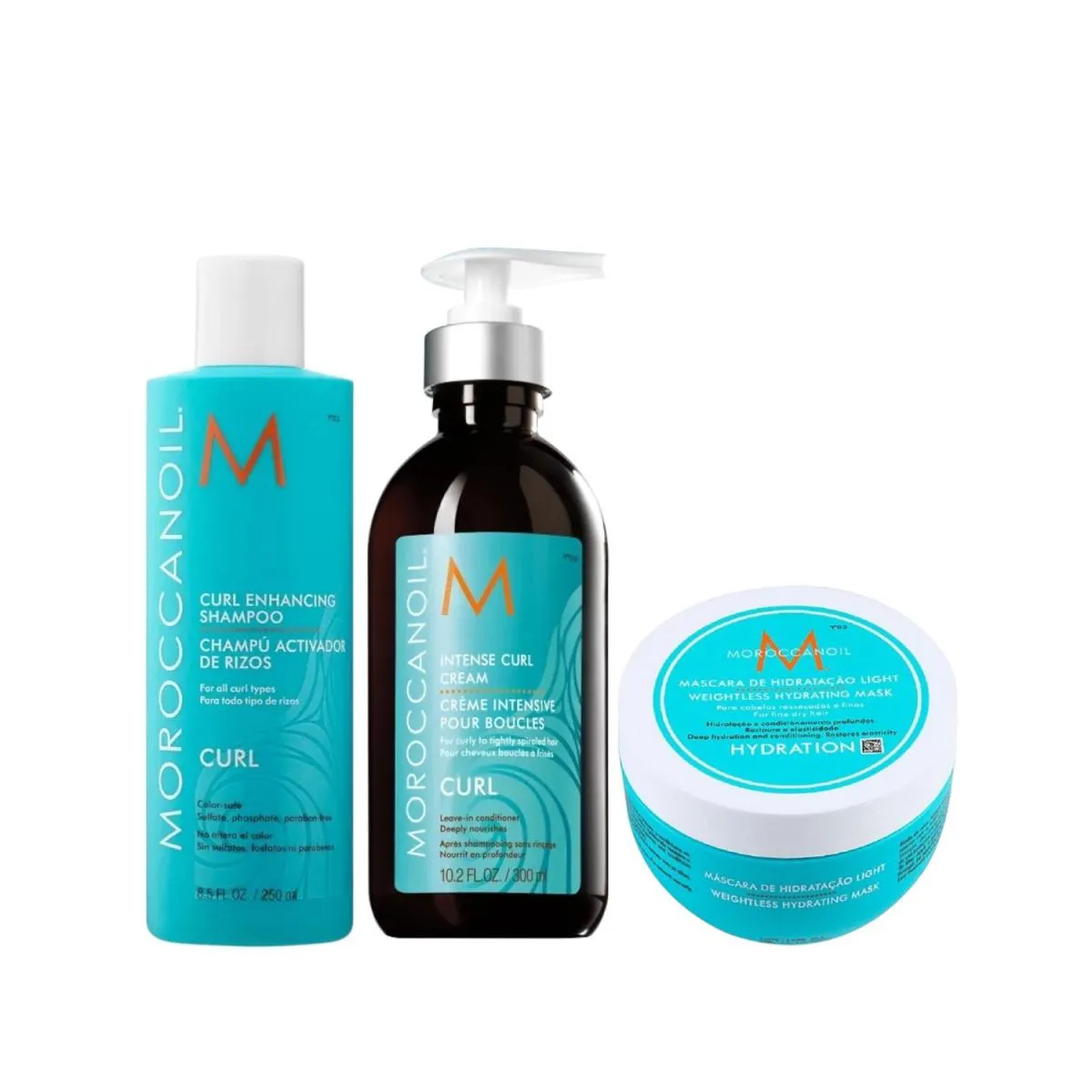 KIT MOROCCANOIL CURL ENHANCING - SHAMPOO 250ML + CREME DE CACHOS 300ML + MáSCARA LIGHT 250G
