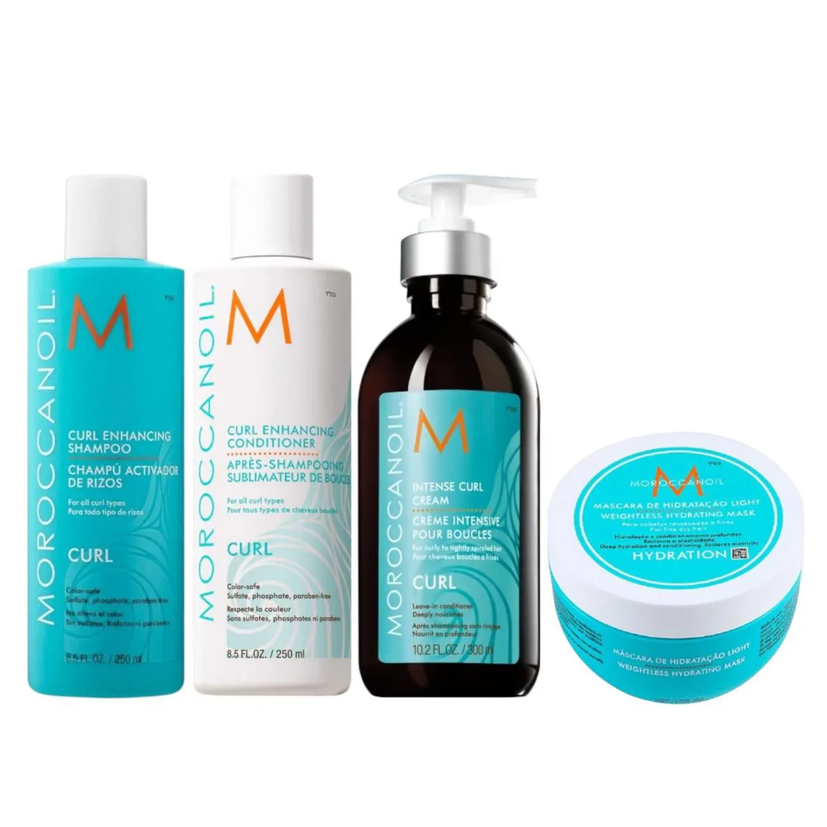 KIT MOROCCANOIL CURL SHAMPOO 250ML + CONDICIONADOR 250ML + CREME DE CACHOS 300ML + MáSCARA LIGHT 250G