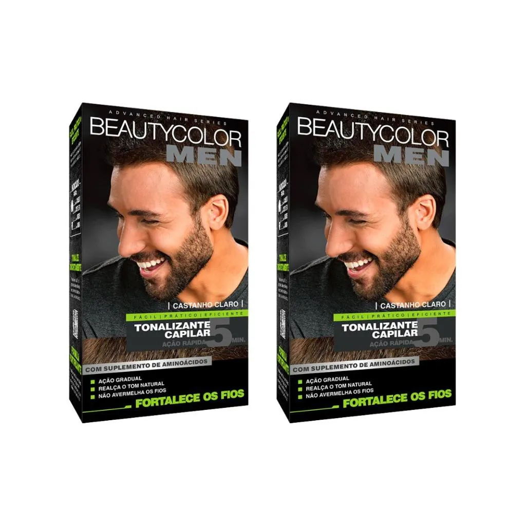 COLORAçAO BEAUTY COLOR MEN CASTANHO CLARO - KIT C/ 2UN