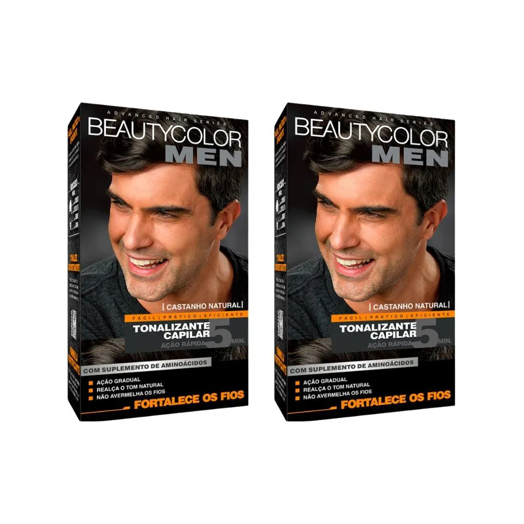 COLORAçAO BEAUTY COLOR MEN CASTANHO NATURAL - KIT C/ 2UN