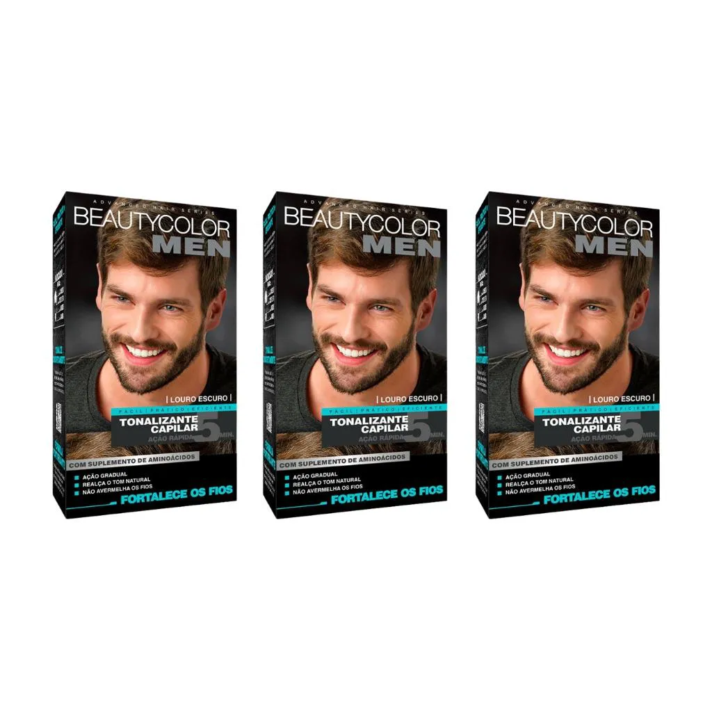 COLORAçAO BEAUTY COLOR MEN LOURO ESCURO - KIT C/ 3UN